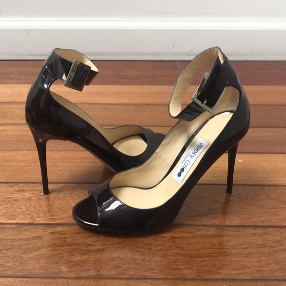 Jimmy Choo Henna 100 Sparkly Patent Bordeaux Heels 37/6.5 - Picture 3 of 16